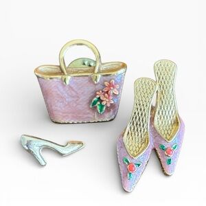 Vintage Avon Gold and Pink Fashion Brooch Set